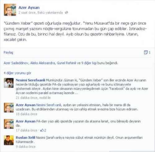 QƏZETLƏR ARASINDA В«3-CÜ DÜNYA SAVAŞIВ» BAŞLADI
