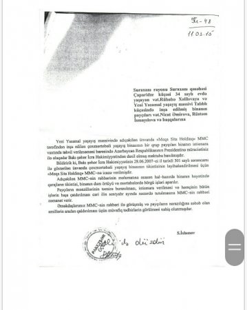 “Meqa Siti Holdinq”in özbaşınalığı “Meqa Siti Holdinq”in özbaşınalığı