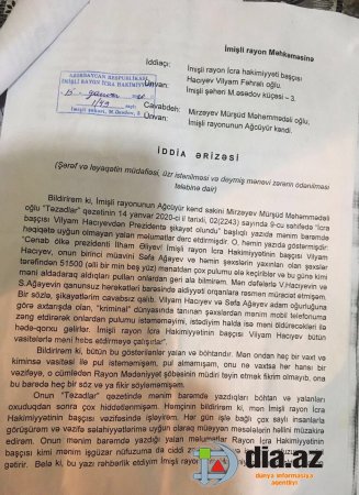 "Vilyam Hacıyev vəzifə verəcəyini vəd edib, 50 min manatımı aldı" "Vilyam Hacıyev vəzifə verəcəyini vəd edib, 50 min manatımı aldı"