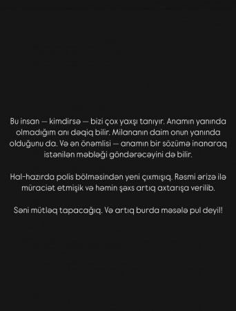 "Teleqramda mənim adımdan istifadə edərək tanışlarımdan və hətta anamdan belə pul alan bir dələduz var"
