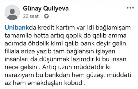 Müştərilər “Unibank”dan imtina edir 